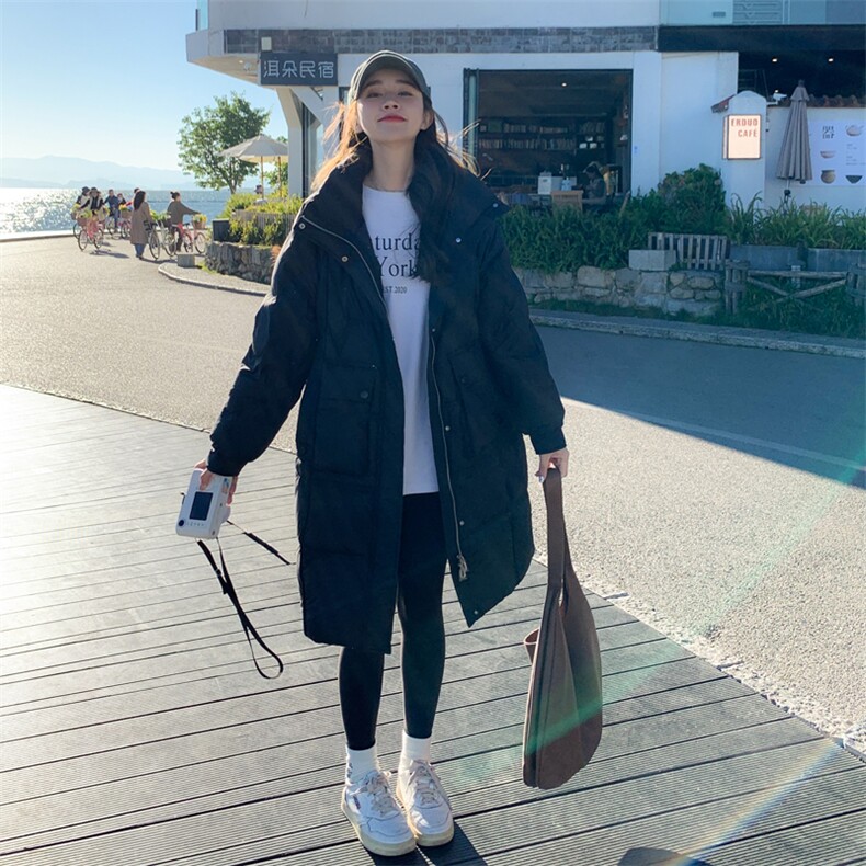 立领羽绒服女中长款2022年冬季新款经典时尚气质百搭连帽保暖外套，女装羽绒服，辉之琳