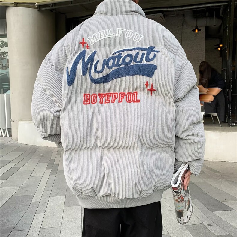 网络图现货 美式潮牌灯芯绒刺绣加绒加厚宽松棉服JM8055-P75图片