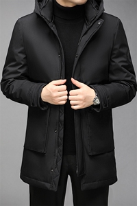 羽绒服男中长款21冬季新款休闲连帽外衣纯色男装外套GR69178-P315,男装羽绒服,电商B212（原钱塘6029）