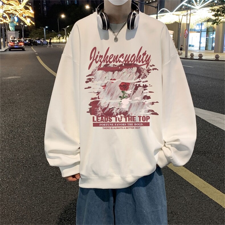电商DSA028-CT2347100聚酯P28新款潮流百搭圆领印花卫衣限39,男装卫衣,电商A028