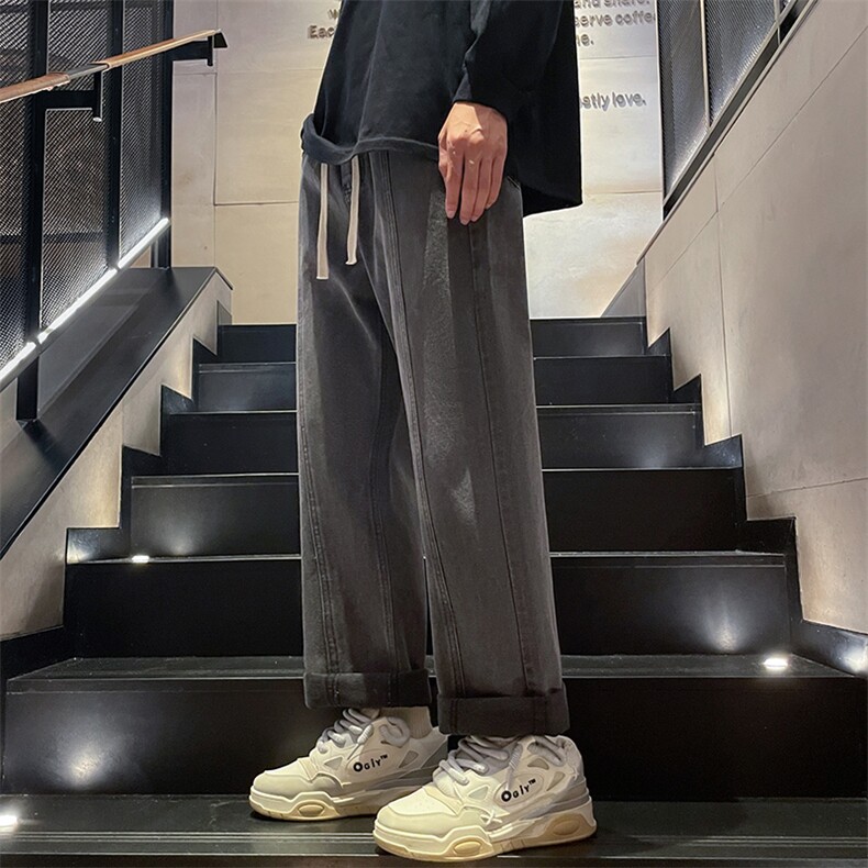 美式高街牛仔裤港风男女高级垂感直筒阔腿休闲裤B381-1/772P48,男装牛仔裤,电商B381-1