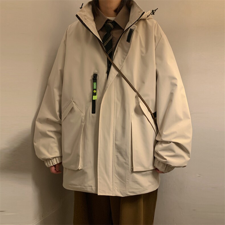 新款连帽冲锋衣夹克男港风潮流宽松休闲外套JK2306-P68,男装夹克,星座717