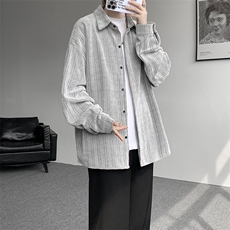 8XL-M人字纹小香风衬衫男生春秋衬衣宽松慵懒垂感外套CS29008P45，男装衬衫，电商B312