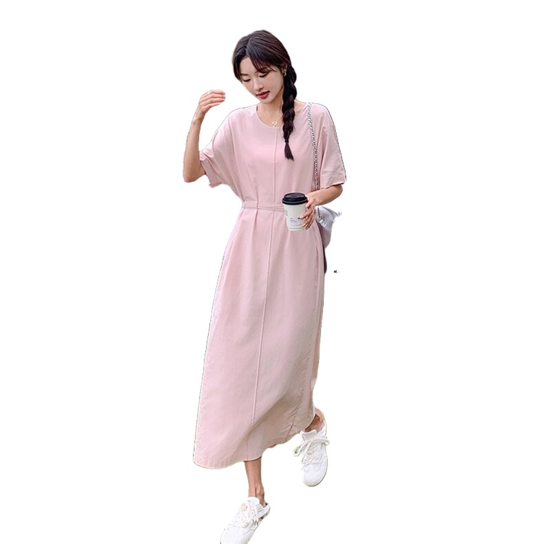 减龄洋气粉色牛仔衬衫裙女夏季2025新款简单大方气质超好看连衣裙,女装连衣裙,2C107