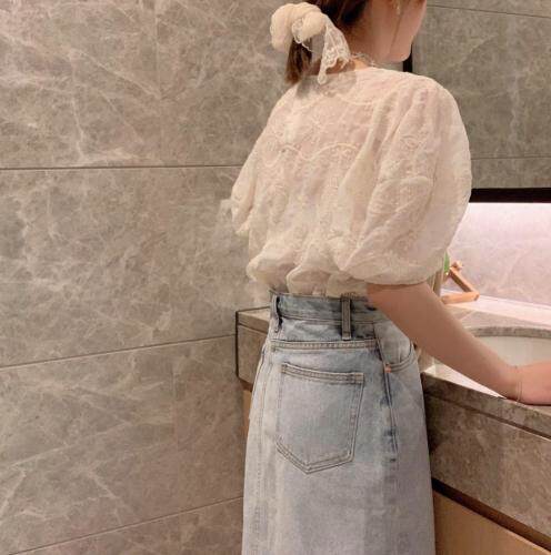 灯笼袖刺绣工艺米花纹上衣，女装，新袖