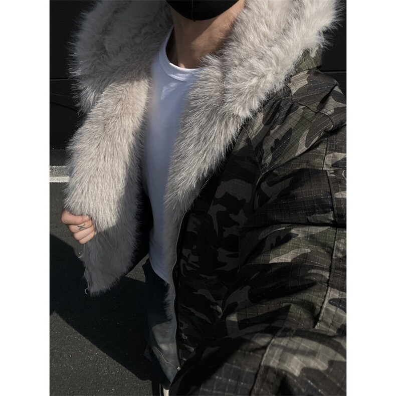 美式迷彩复古毛领棉服外套男连帽座山雕夹克棉服外套 2310 P115图片