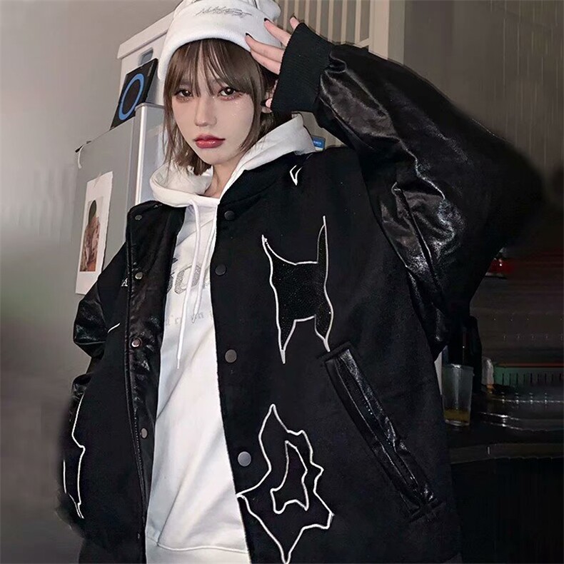 镶钻夹克情侣高街嘻哈休闲棒球服外套男女J55-P75,男装夹克,星座910A