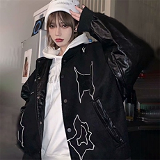 镶钻夹克情侣高街嘻哈休闲棒球服外套男女J55-P75，男装夹克，星座910A