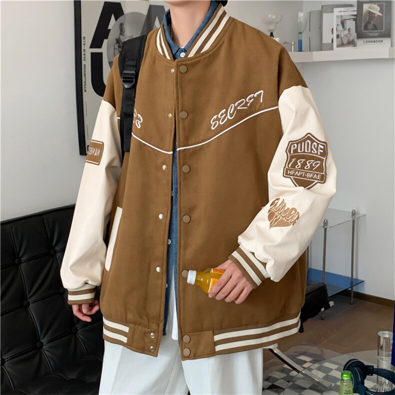 vintage棒球服男春秋季夹克新款ins潮牌美式宽松拼接外套8710-P72图片