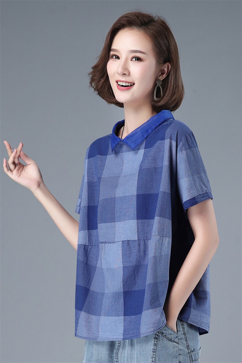 潮流舒适时尚衬衫短袖2021年夏季宽松休闲个性气质,女装衬衫,叶笙衣