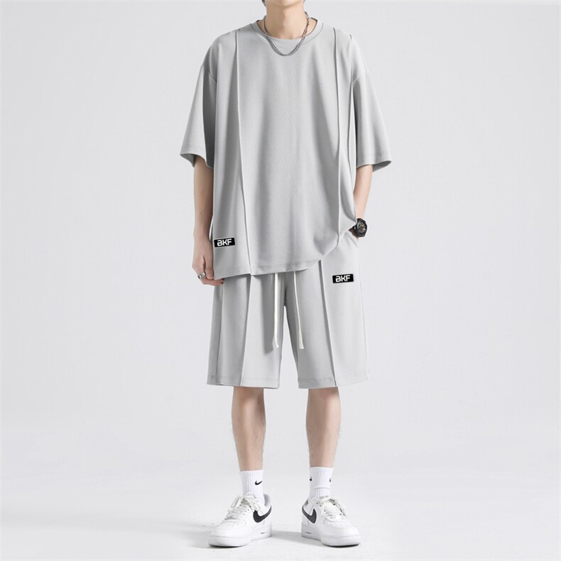 夏季薄款篮球裤男运动体恤短裤宽松冰丝速干休闲套装TZ51-特批70，男装休闲套装，星座718