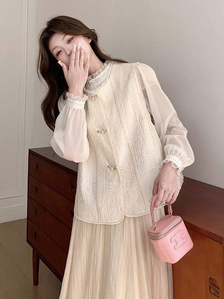 新款现货上新2025重工刺绣甜美百搭马甲女85021-208A-P120-K225,女装马甲,浙宝208A