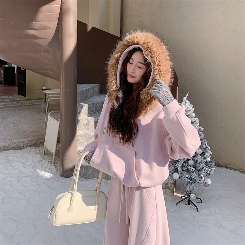 仿真狐狸毛可脱卸加厚贝贝绒运动套装P240K360,女装套装/套裙,2D015
