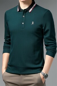 BJ21524钱塘2020-2春秋薄款商务休闲简约中年男士长袖T恤P65图片