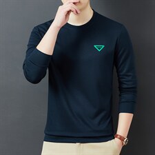 男士新款长袖t恤圆领2023春季薄款中年棉T卫衣男上衣服打底衫，男装Polo衫，电商B212（原钱塘6029）