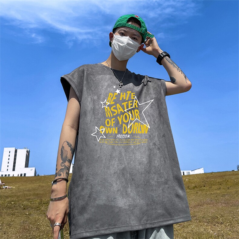 量大优供视频得物直播品230克夏季麂皮绒背心无袖T恤BJ256,男装背心/马甲,电商A486