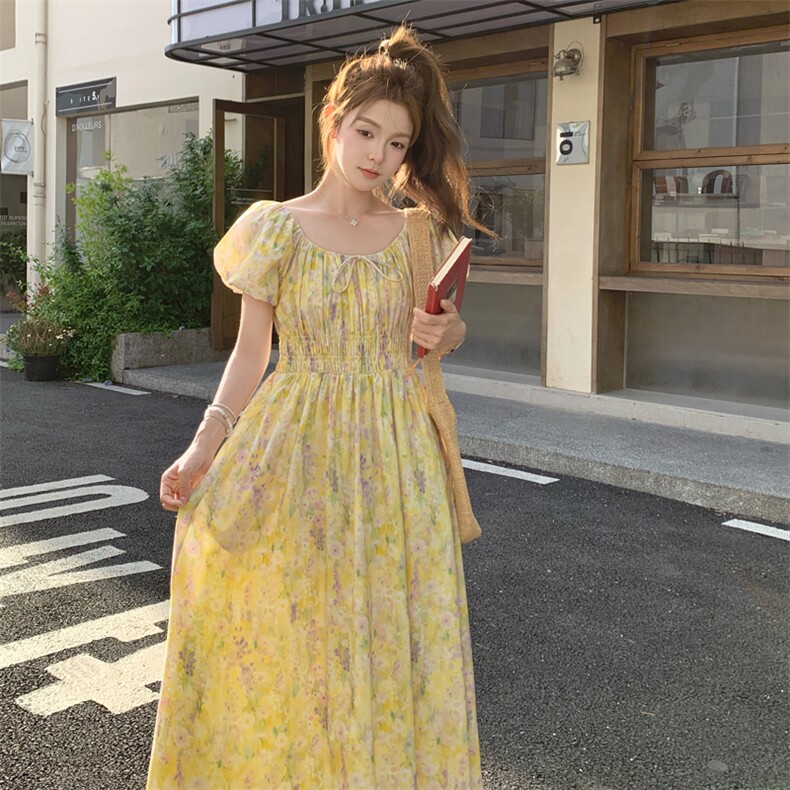 海边度假碎花连衣裙女26年新款夏气质甜美长裙子182-8636P125K188,女装连衣裙,浙宝182A