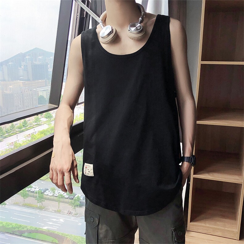 简约纯色运动无袖背心男宽松街头风百搭薄款T恤上衣B764-特价P18，男装背心/马甲，电商A007
