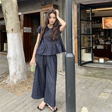 新款现货主推薄款牛仔三件套2551-P165-K238，女装套装/套裙，2C129