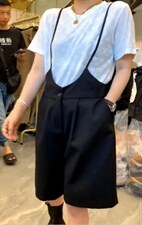 新款洋气韩版纯色百搭背带短裤，其它，L·H·X