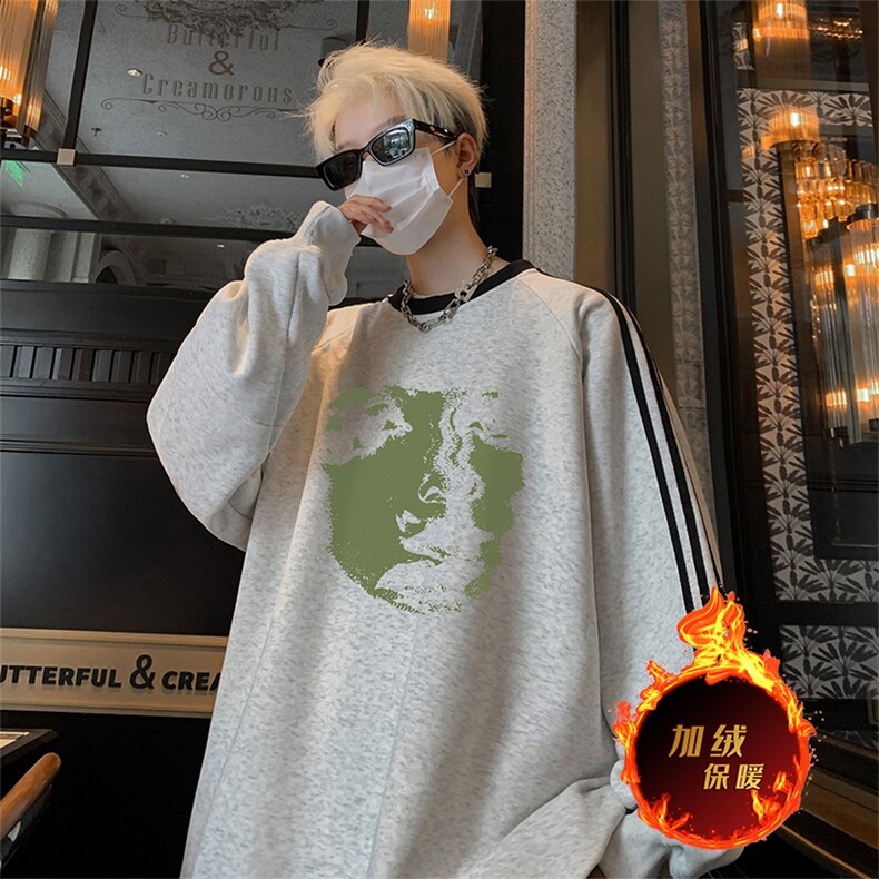 抖音得物供货提供视频秋冬重磅美式宽松织带圆领卫衣0316,男装卫衣,电商A486