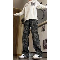 美式直筒裤迷彩牛仔裤男宽松休闲裤男潮牌长裤K2412P45，男装牛仔裤，电商A062