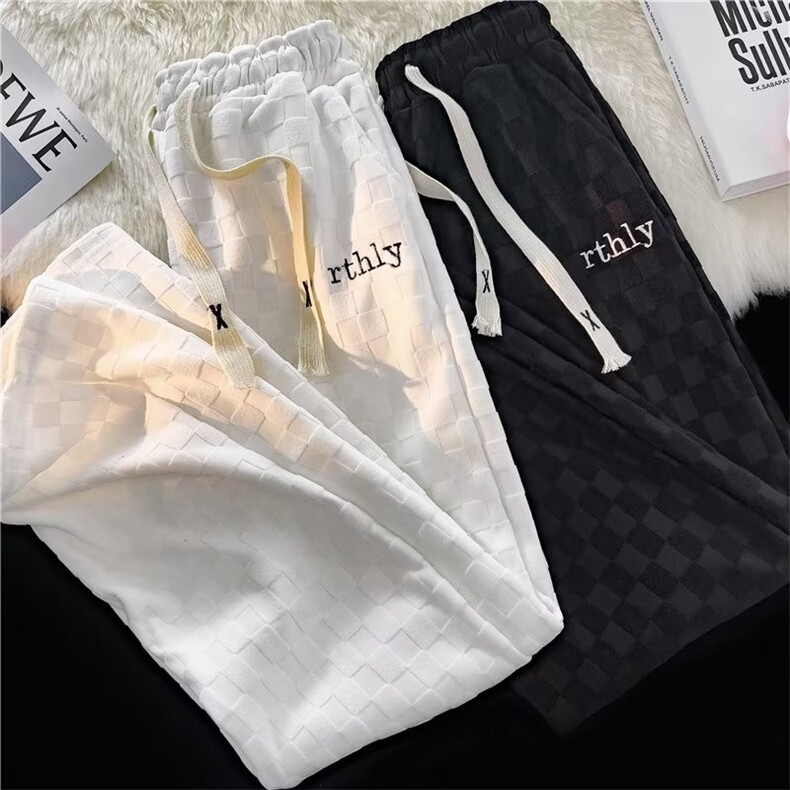 灯芯绒男裤美式hiphop垂感裤子ins高街潮设计感棋盘格A619P33,男装休闲裤,星座1116-2