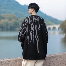 扎染毛衣男秋冬美式慵懒风圆领针织衫BM622-P45，男装针织衫/毛衣，星座1109-3