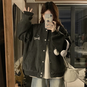 A476-P100 新款棒球服重工刺绣插肩袖棒球夹克春秋休闲外套图片