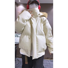 现货三防重磅硬挺boxy短款羽绒棉衣座山雕大毛毛领PU皮棉服外套冬，男装棉衣，电商A443