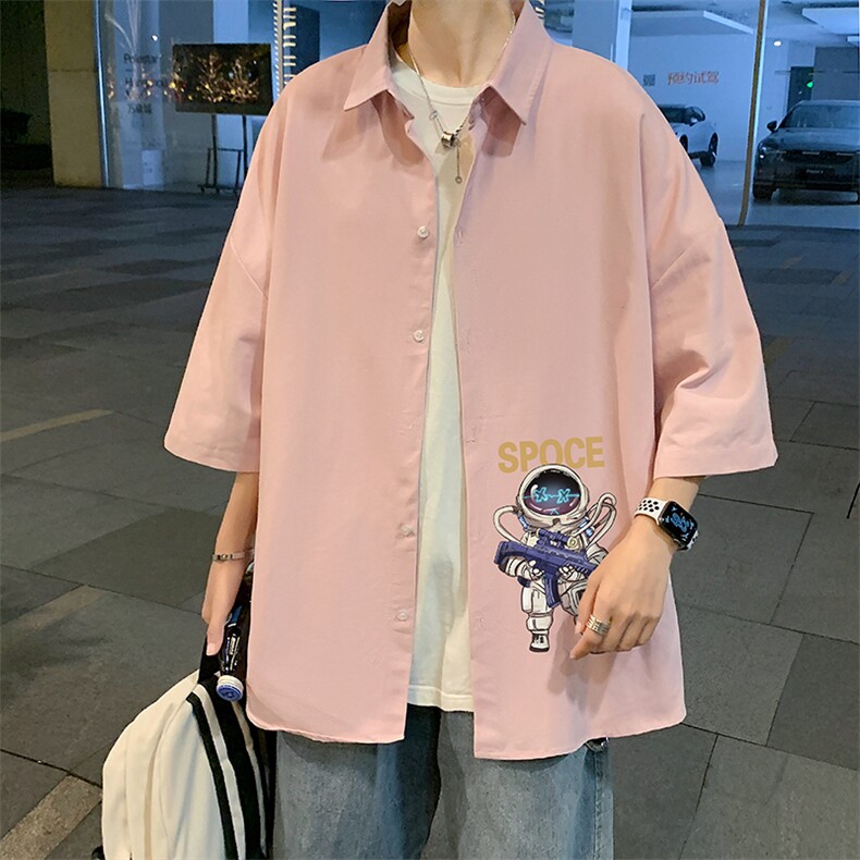 ！夏款港风冰丝衬衣男黑寸衫男白短袖衬衫男DXC285-P30,男装衬衫,电商B371