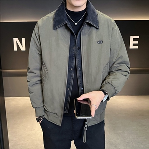M-4XL B353 9827 P190 绿色2025牛仔假两件翻领冬季男羽绒服外套图片