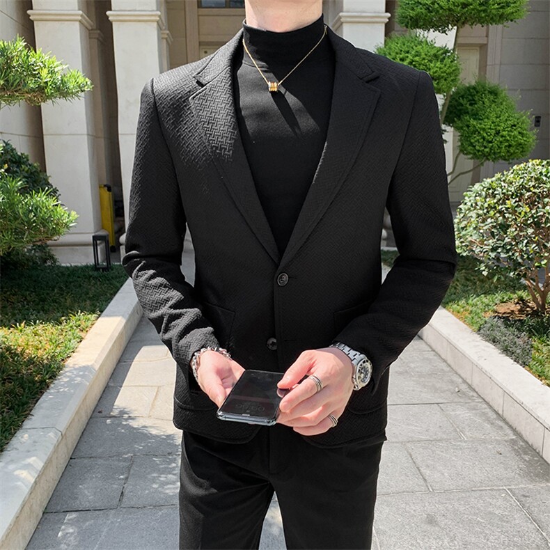 秋冬店主休闲夹克西装单西男士修身休闲西服A236-XZ2302-P100,男装夹克,电商A236