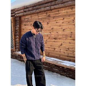 时尚潮流撞色设计秋季针织开衫男女同款宽松休闲毛衣外套上衣图片
