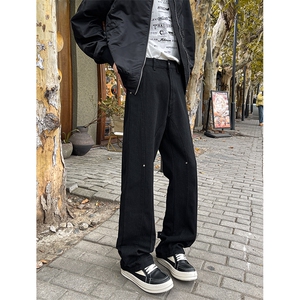 秋季高个子加长牛仔裤男微喇美式188cm115直筒阔腿休闲裤KZ027P65图片
