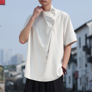 现货夏季 纯色斜纹冰丝垂坠感高级感短袖衬衫CS29-P60控89图片