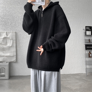 8XL-M毛衣男特大码宽松潮牌慵懒风痞帅连帽套头针织衫MY1509/P75图片