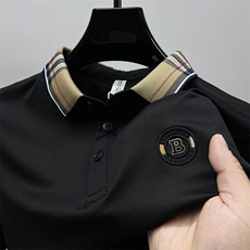 网图84046-P40格子领短袖t恤男夏季修身青年保罗polo衫男半袖翻领，男装T恤，电商D310B-1