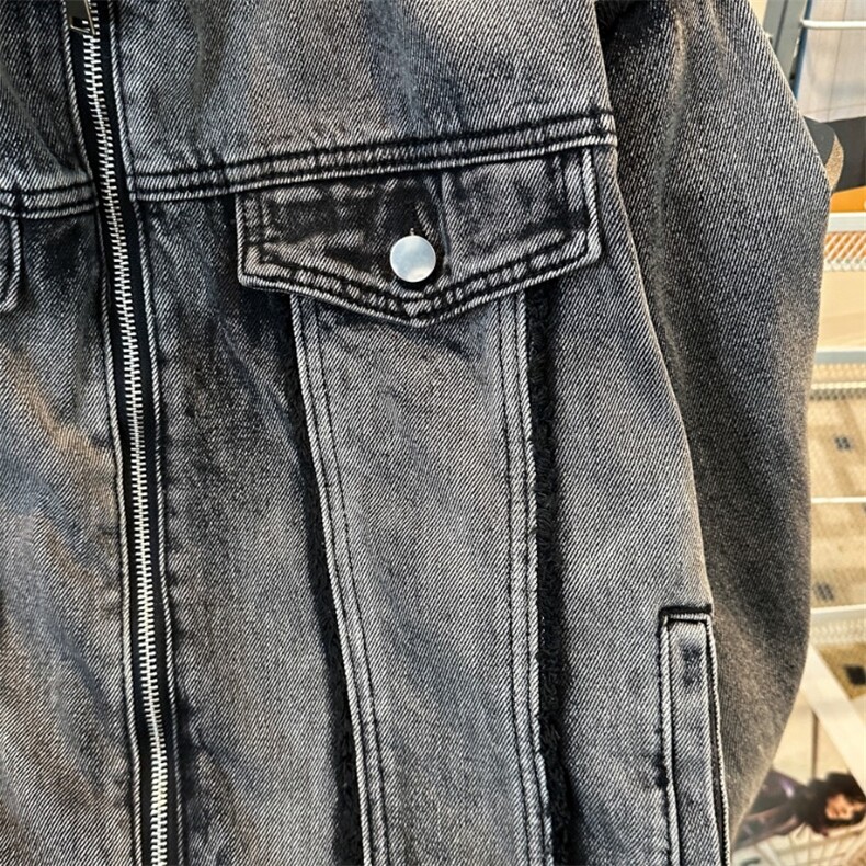 美式复古水洗高街牛仔外套男装设计感cleanfit短款垫肩牛仔衫夹克,男装工装外套,星座1210-1