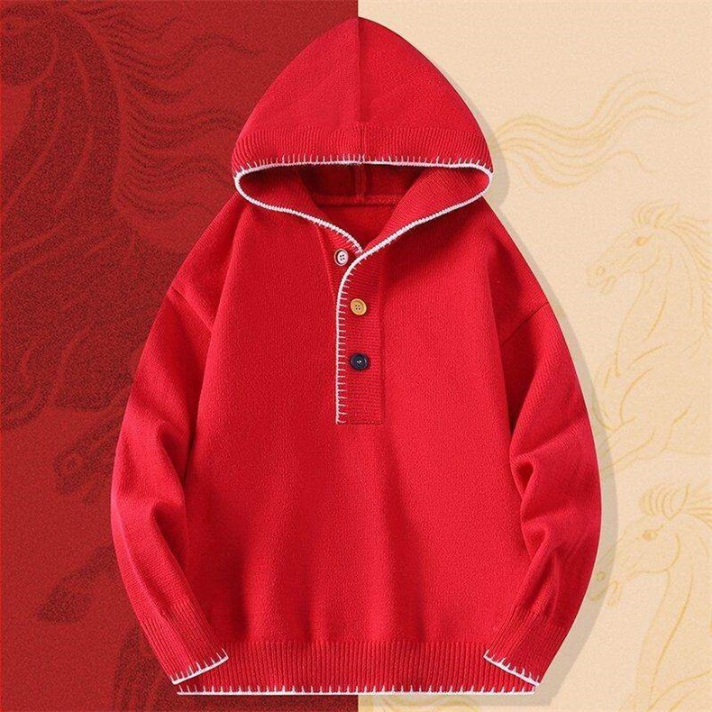 250935-P65新年战袍情侣装秋冬季搭毛衣红色本命马年衣服拜年服图片