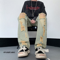 2026夏季美式高街破洞小众牛仔裤货号K725P55，男装牛仔裤，电商A063