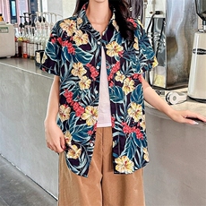 港味碎花短袖衬衫女夏季新款洋气休闲宽松显瘦百搭上衣CS89/P30，女装衬衫，星座506