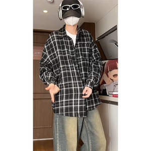 厚款小香风长袖衬衫男格子衬衣KD612-P5078图片