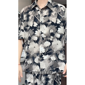 短袖衬衫男+短裤男套装男100%聚酯纤维M-5XL大码TZ78723P50控98图片