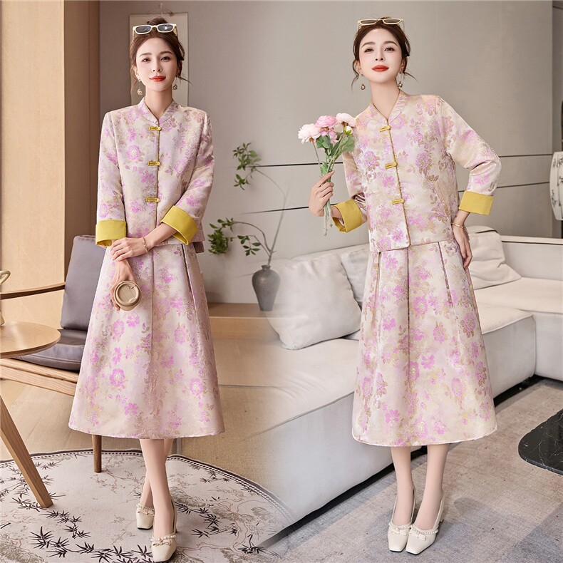 罗得堡2026年春装新款新中式汉服套装连衣裙2609,女装套装/套裙,罗得堡