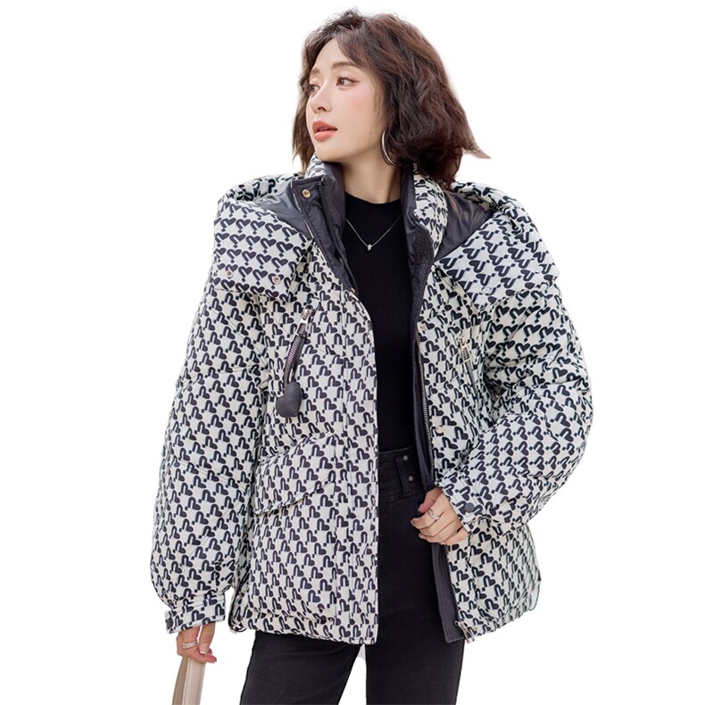 时尚百搭格子棉服宽松显瘦保暖外套冬季必备单品,女装棉衣/棉服,利佳可人