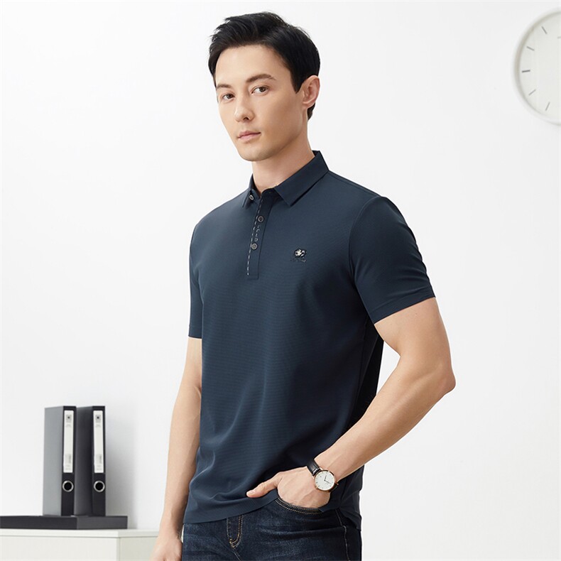 冰丝短袖Polo衫男夏季新款中年商务休闲凉感翻领男装T恤上衣潮,男装T恤,电商B212（原钱塘6029）