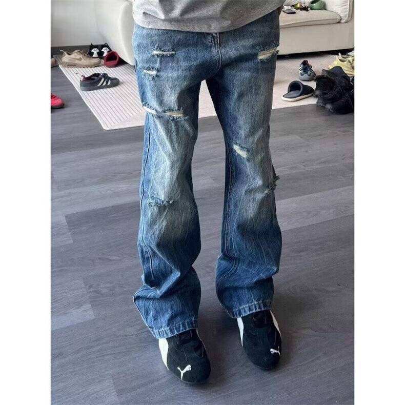 夏季新款美式vibe复古水洗牛仔裤男直筒显瘦cleanfit长裤N404,男装牛仔裤,星座1116A（原606A-3）
