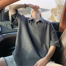 ！2026夏季新款男士肌理感短袖T恤翻领麦穗半袖T2502特P36，男装T恤，电商B220