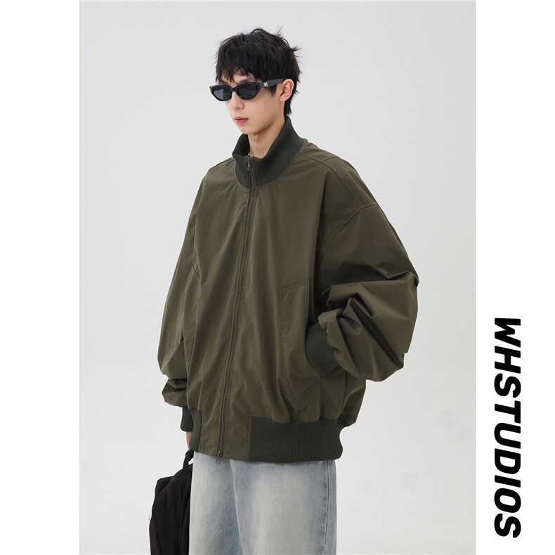 港风日系复古设计感拼接高领开衫夹克外套XZ213-JK4000-P60控88,男装夹克,星座213